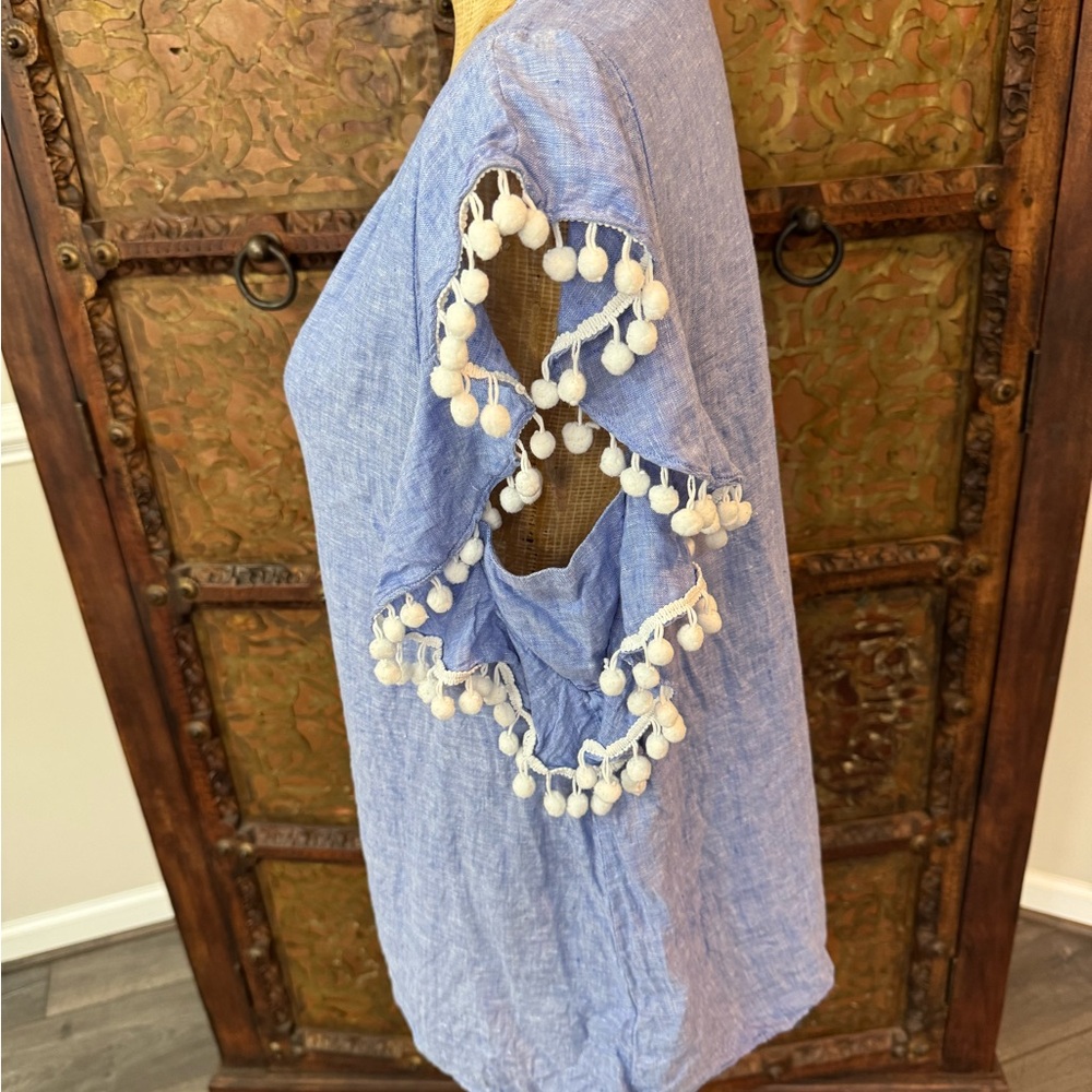 Lilly Pulitzer‎ Blue Ruffled Sleeveless Blouse L - Picture 2 of 8